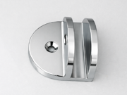 Glass Shelf Bracket - Round 50mm x 43mm x 24mm with Horizontal Leg - Polished Chrome
